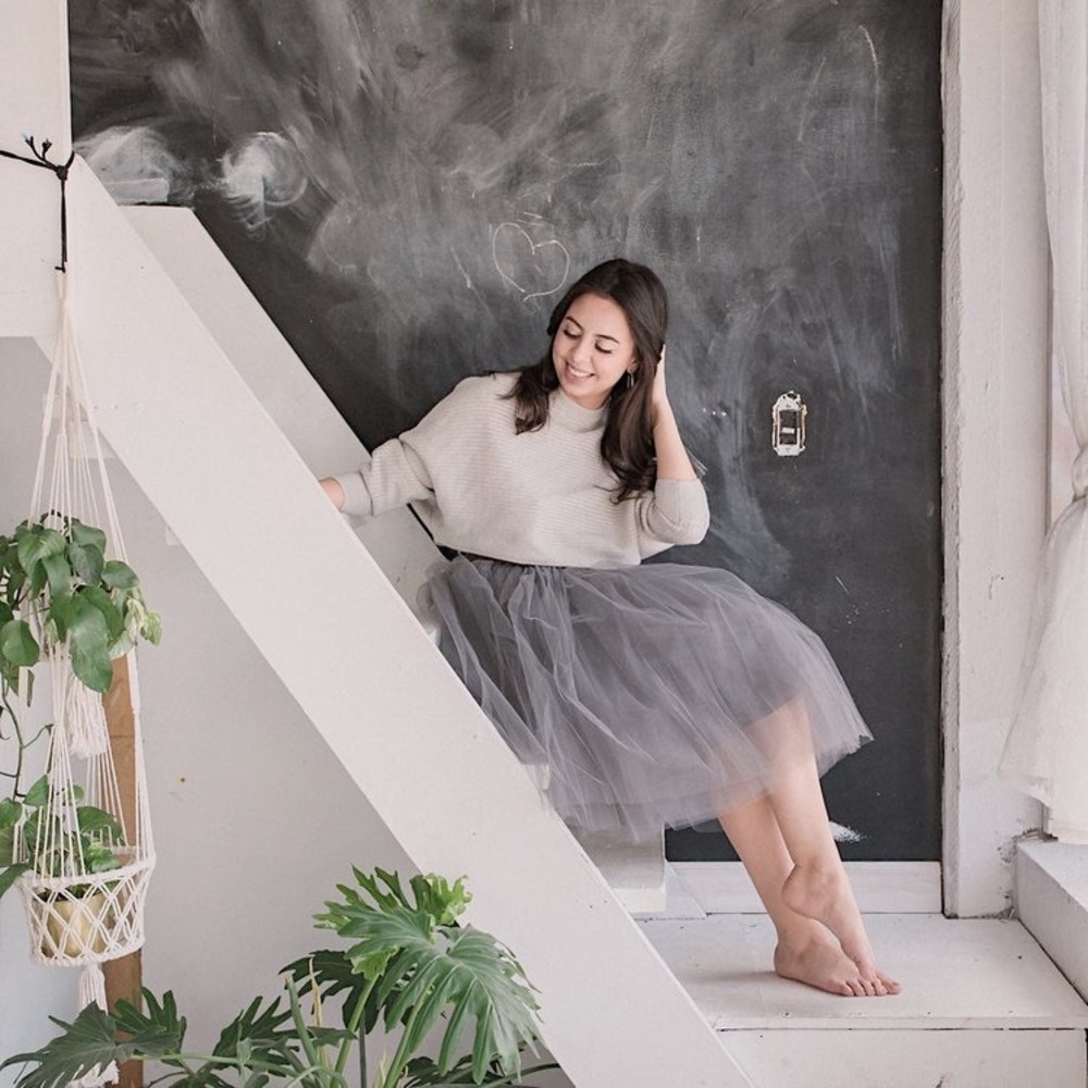 Women's A-Line Tulle Skirt in Gray - Elegant Everyday Style